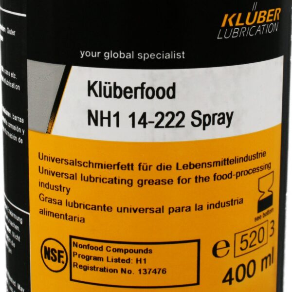 Klüberfood NH1 14-222 Grease for food processing 400ml  Spray can