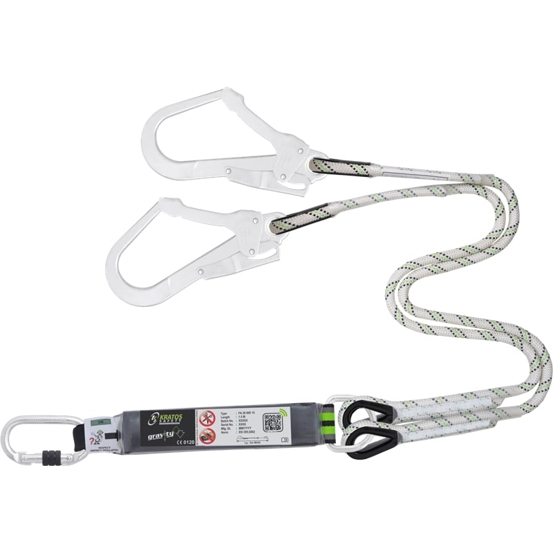 Kratos FA3060015 Forked energy absorbing kernmantle rope lanyard 1.50m
