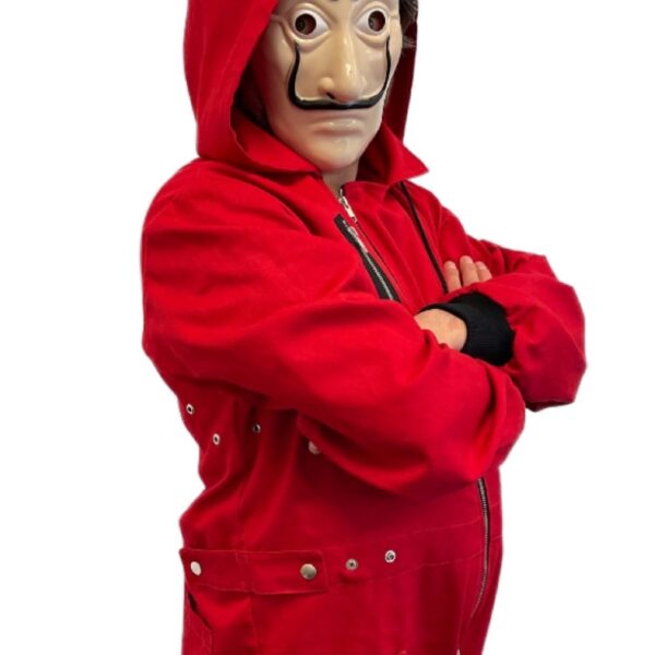 Red costume suit with hood Serie 5 Money Heist season 5, 100% cotton