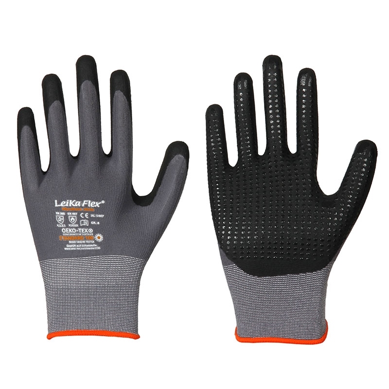 LeikaFlex 1467 Plus Nitrile safety with knobs gloves 7-12