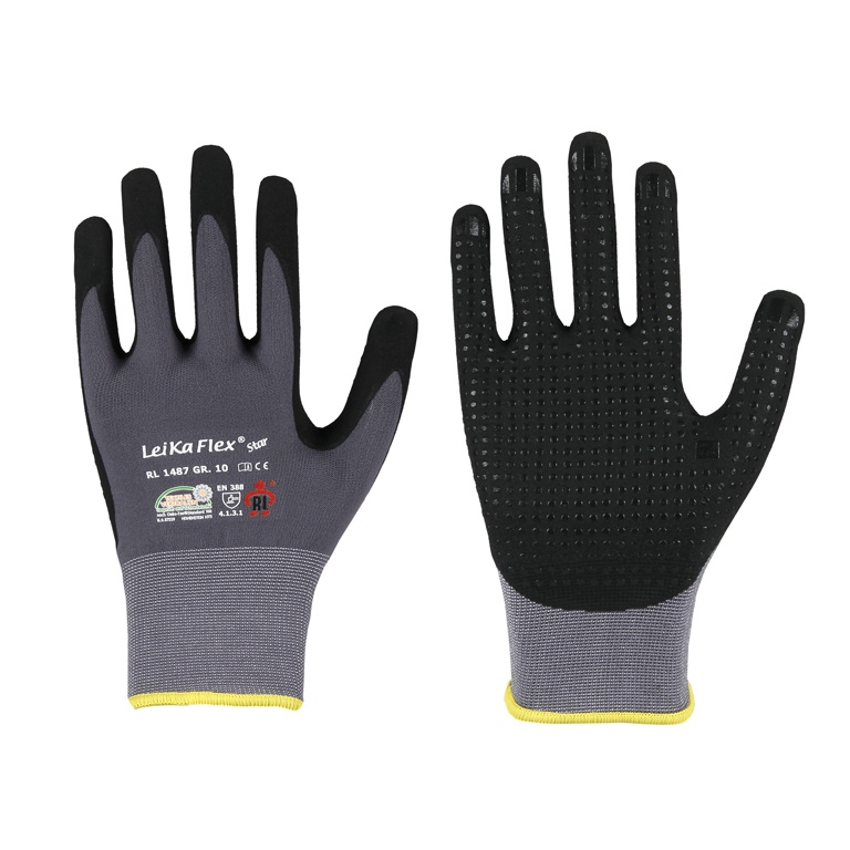 LeikaFlex 1487 STAR sanded working gloves nitrile nopped