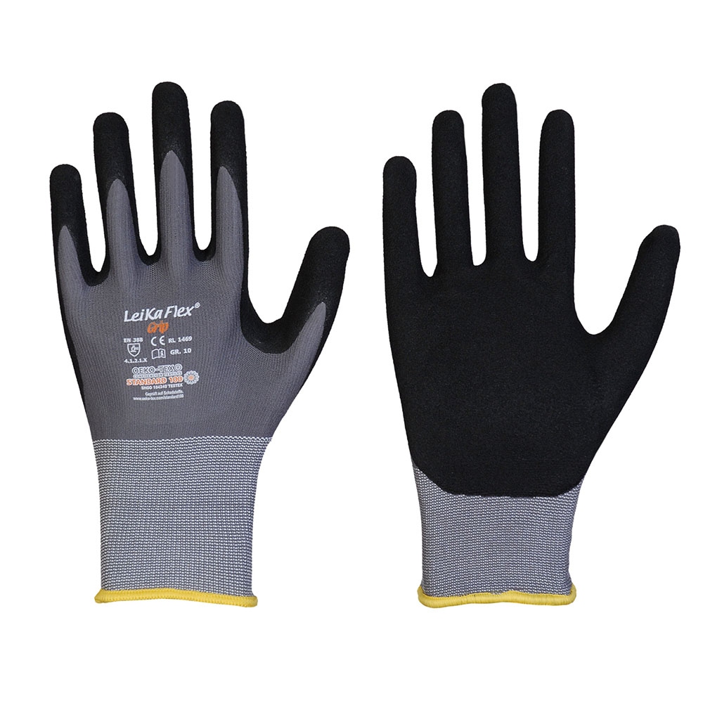 LeikaFlex 1469 GRIP sanded working gloves with nitrile coating