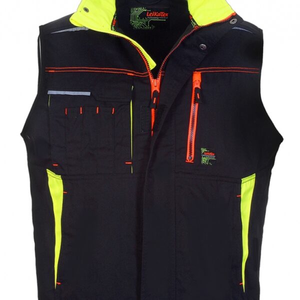 Leikatex 105646 BLACK LINE Vest for modern workers black XS-XXL