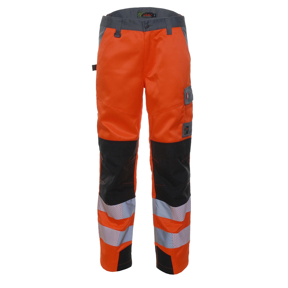 High visibility work trousers orange/grey, LeiKaTex Bright Line