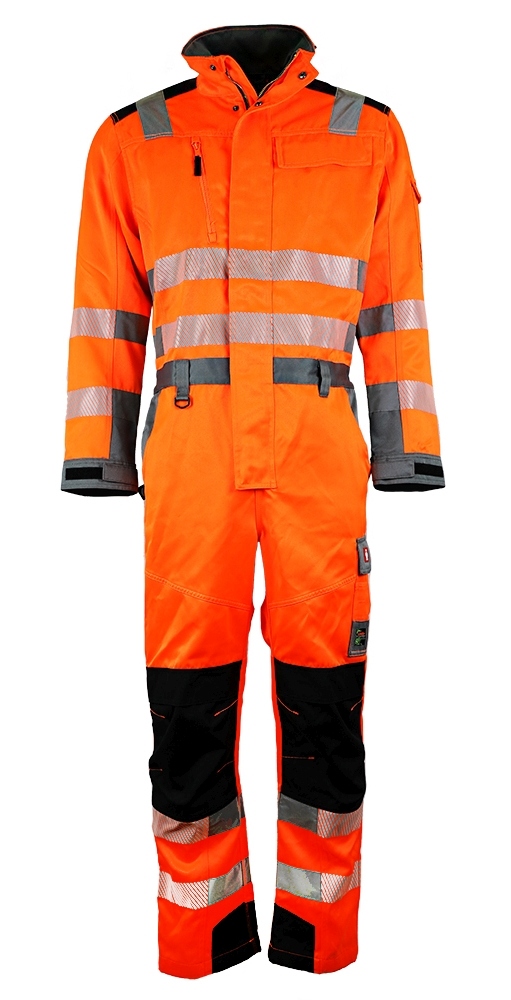 High visibility work overall orange/grey, LeiKaTex Bright Line