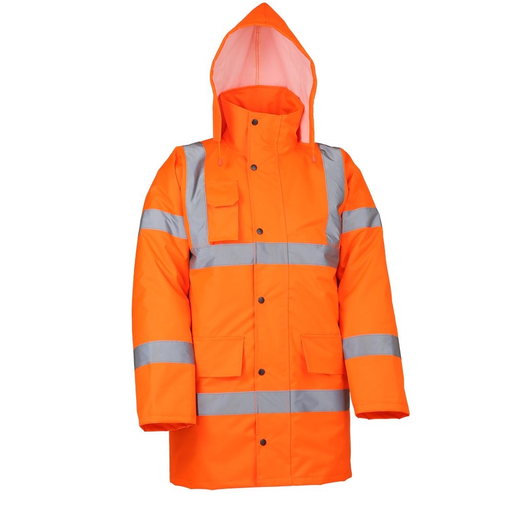 Leikatex 4143 High-visibility rain parka orange