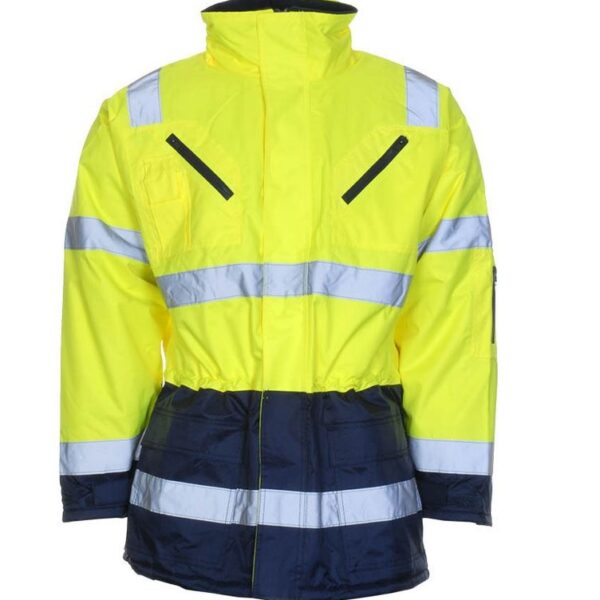High visibility parka yellow / navy blue EN 20471+343 LeiKaTex 480750