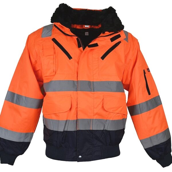 Hi Vis Bomber Jacket 4-in-1 navy bottom orange S-4XL, Leikatex 480760