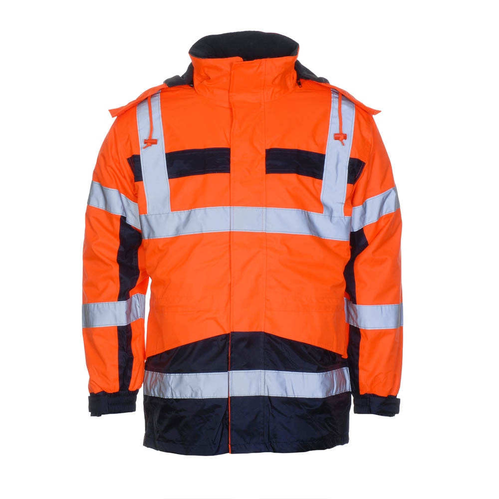 LeiKaTex® 480940 4in1 High visibility Parka orange-navy blue S-4XL