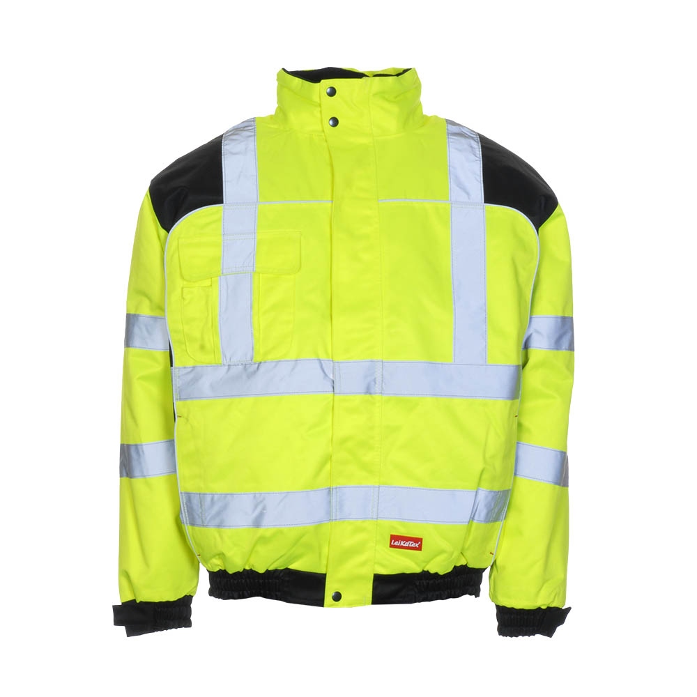 Leikatex 480970 High visibility jacket coat with hood yellow-black