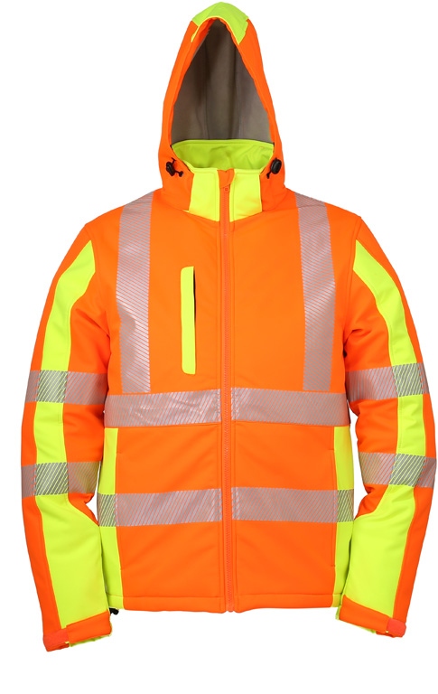 Hooded Safety Softshell Jacket Orange/neon yellow, Leikatex 490780