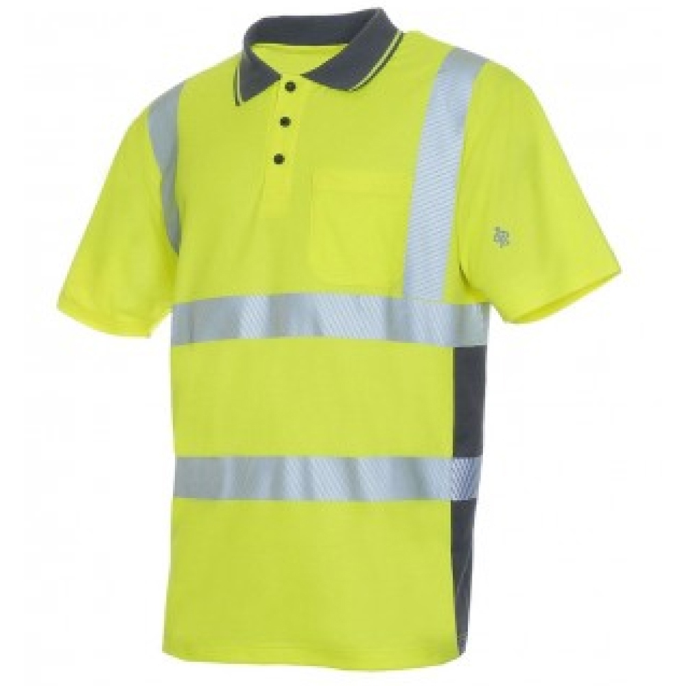 High visibility polo shirt yellow/grey, LeiKaTex BRIGHT LINE