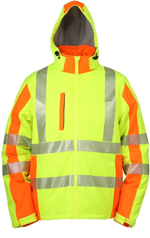 Leikatex Softshell 490790 jacket coat with hood Neon yellow/orange