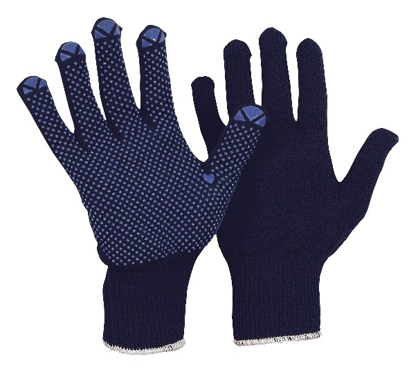 L-1430 Protective assembly gloves with vinyl dots blue cotton/nylon