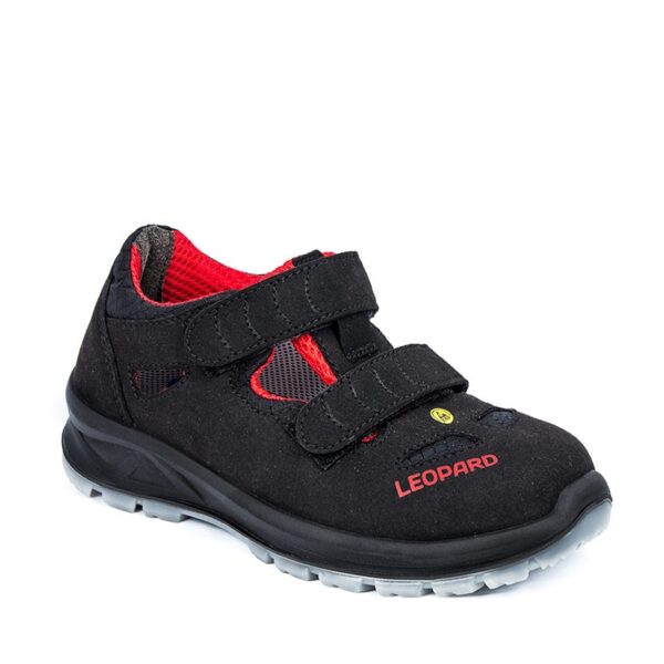 Leopard E402 Women velcro sandals S1 35-41, black-red