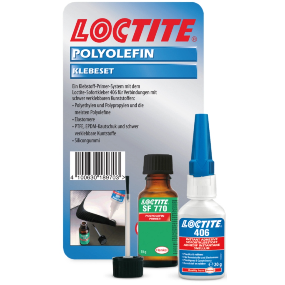 Loctite 406 + SF 770 Glue kit for plastic and rubber surfaces 20+10g