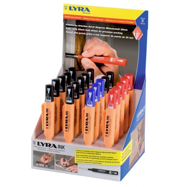 Lyra INK 4487 Deep hole markers display (black, red, blue)