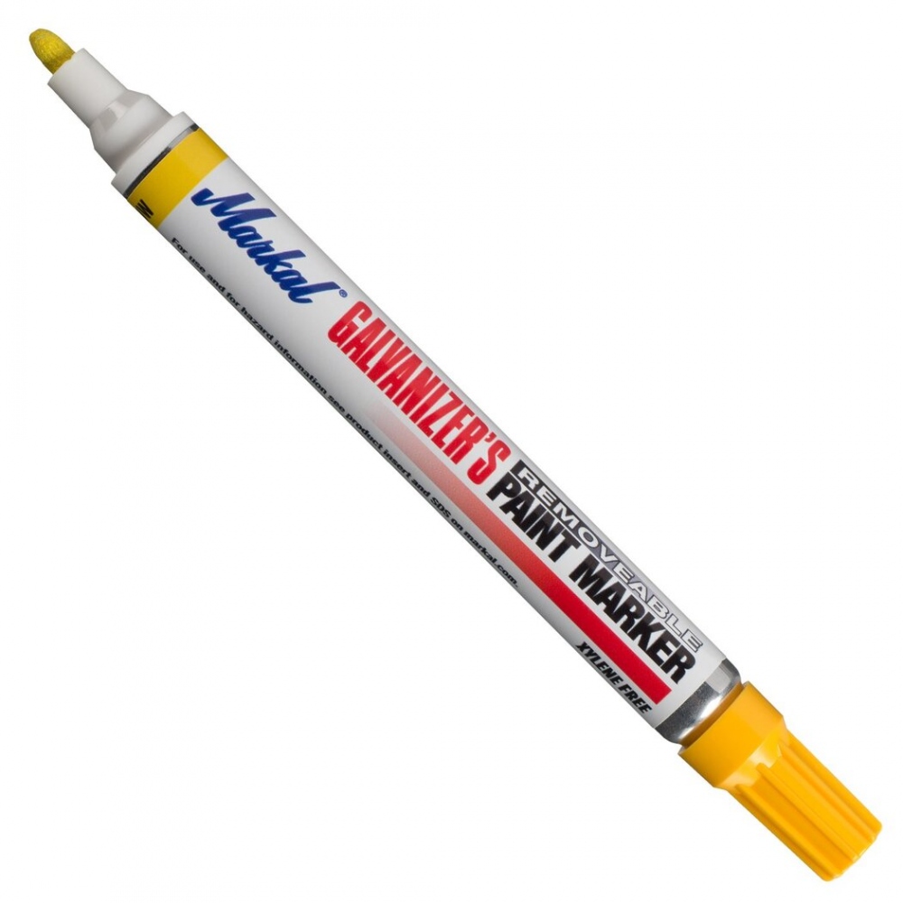 Markal removable marker for galvanizing metals white/yellow