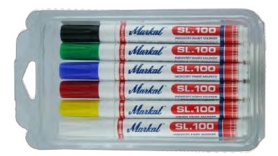 Set of 6 Valve action paint marker Markal SL.100 - Line width 2-4 mm