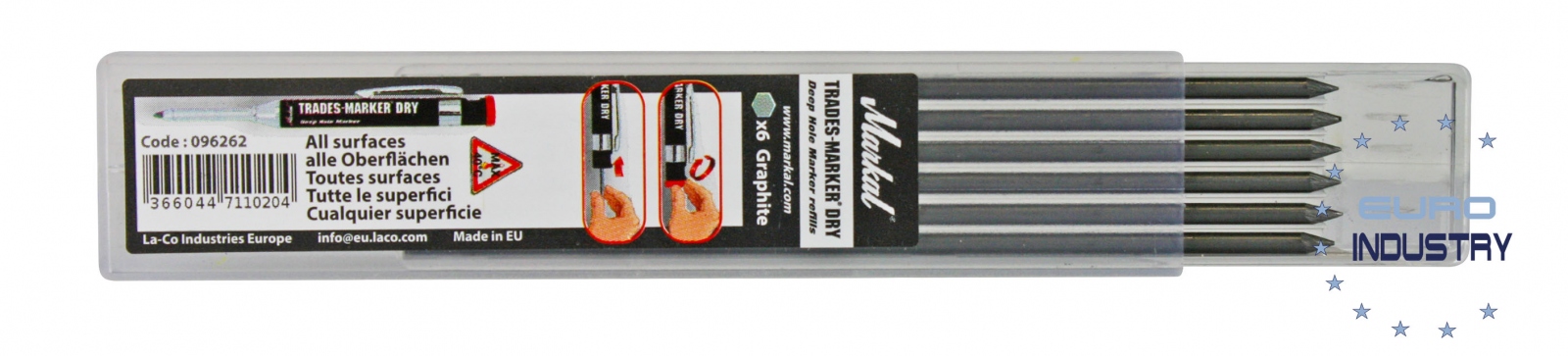 Markal 96262 Pack of 6 refill mines for TRADES-MARKER® DRY