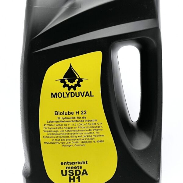 Molyduval Biolube H 22 Hydraulic oil for food industry USDA H1 5L pail