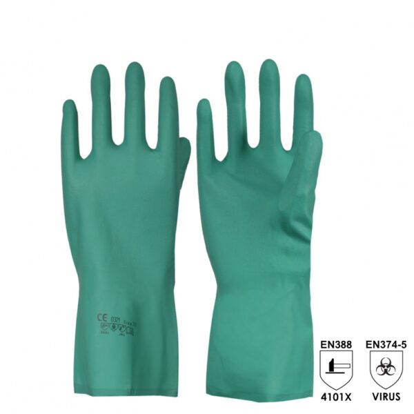 Solidstar 1347 PebbleGrip Chemical nitrile safety gloves green
