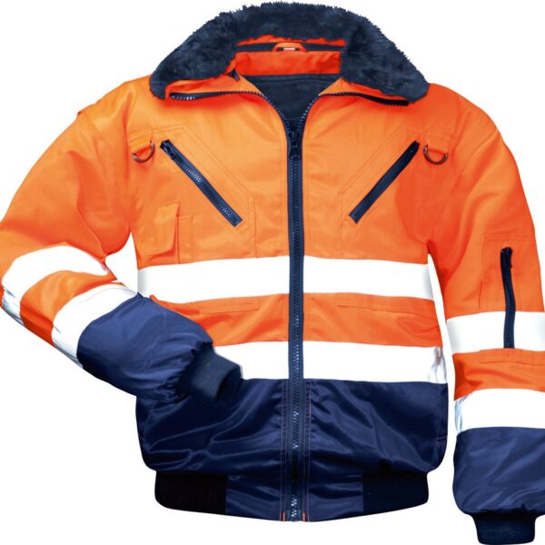 Hi Vis bomber jacket 4-in-1 convertible orange/navy S-4XL,Norway 23649