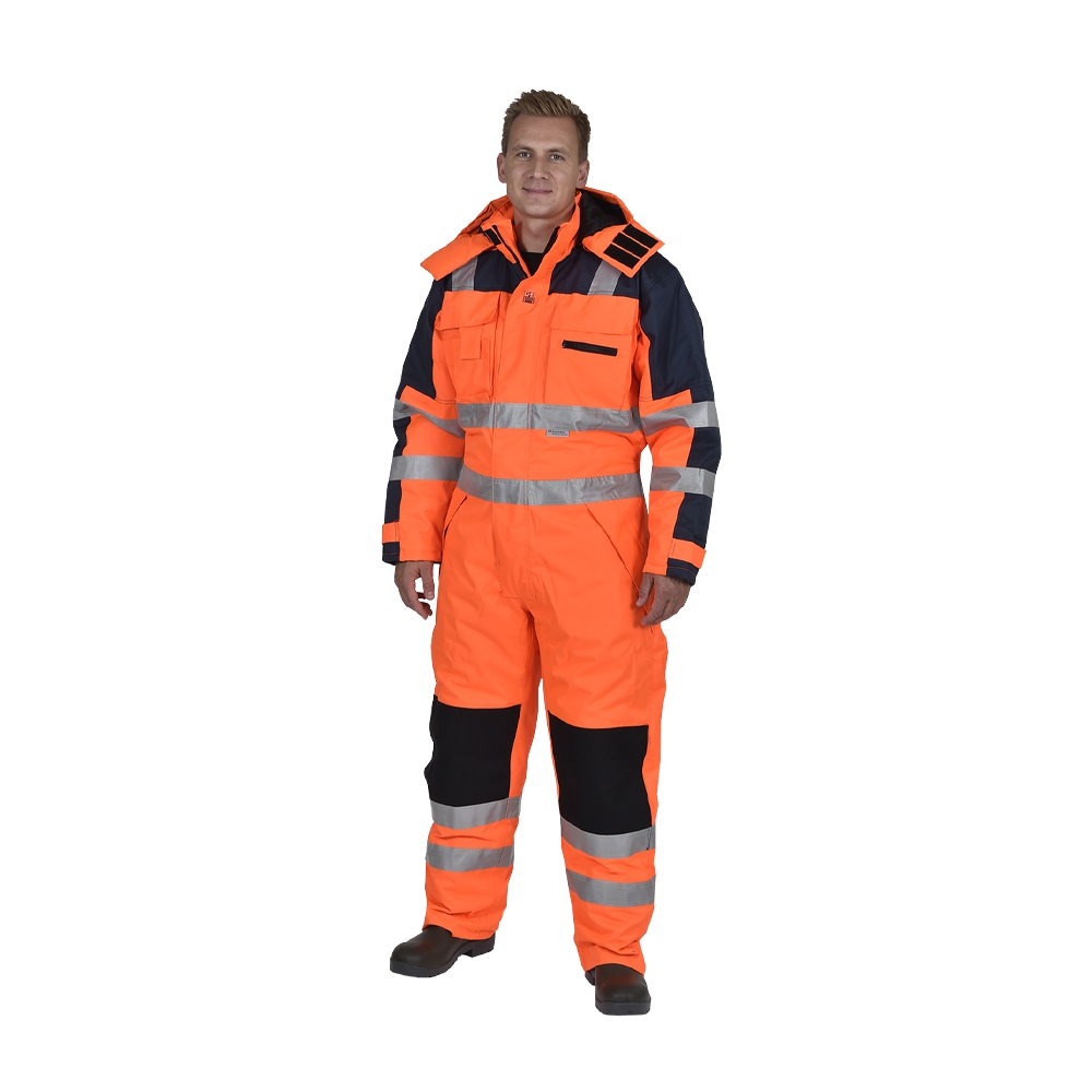 OCEAN Hi Vis Thermo Coverall breathable orange/navy blue XS-8XL