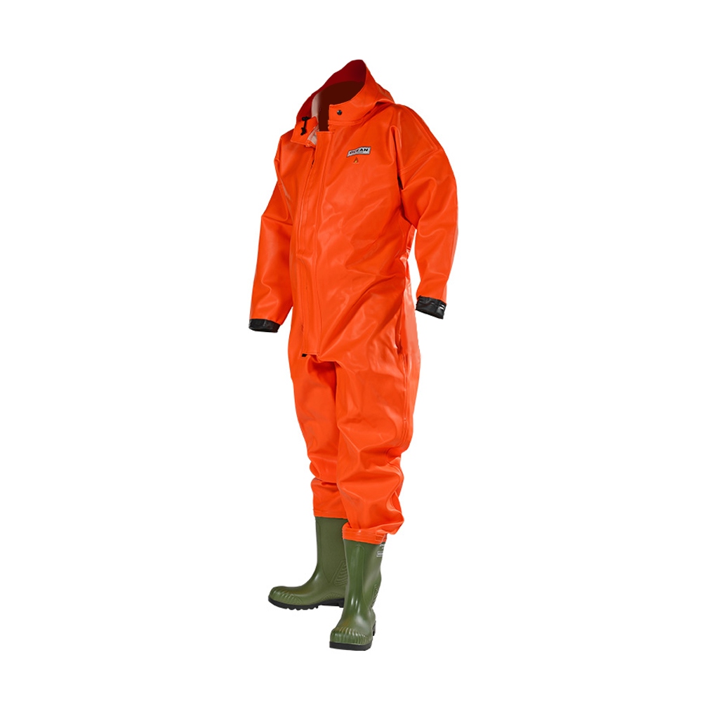 Ocean Heavy Duty PVC rain coverall with welded safety boots S5 orange