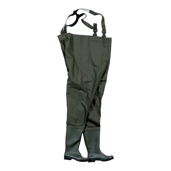 Ocean Junior Chest waders for Kids with rubber boots dark olive 32-41