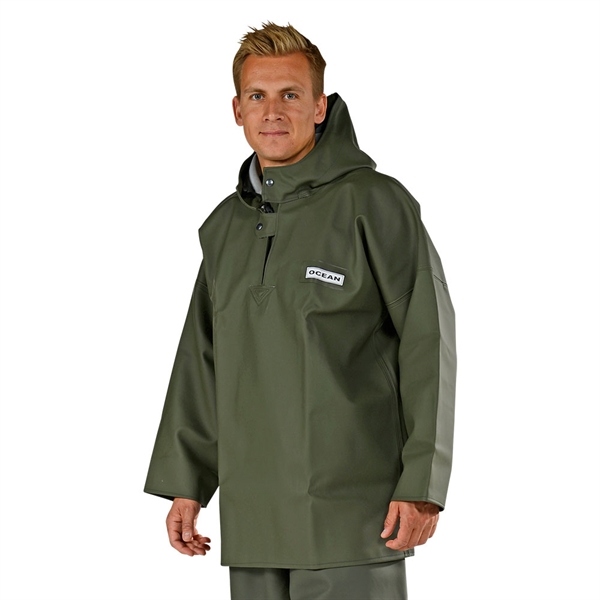 OCEAN 7-17-2 HEAVY DUTY Rain hooded PVC smock olive S-L