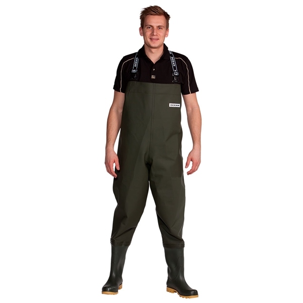 Ocean Deluxe Heavy Duty Chest Waders with non-slip studded boots 38-48