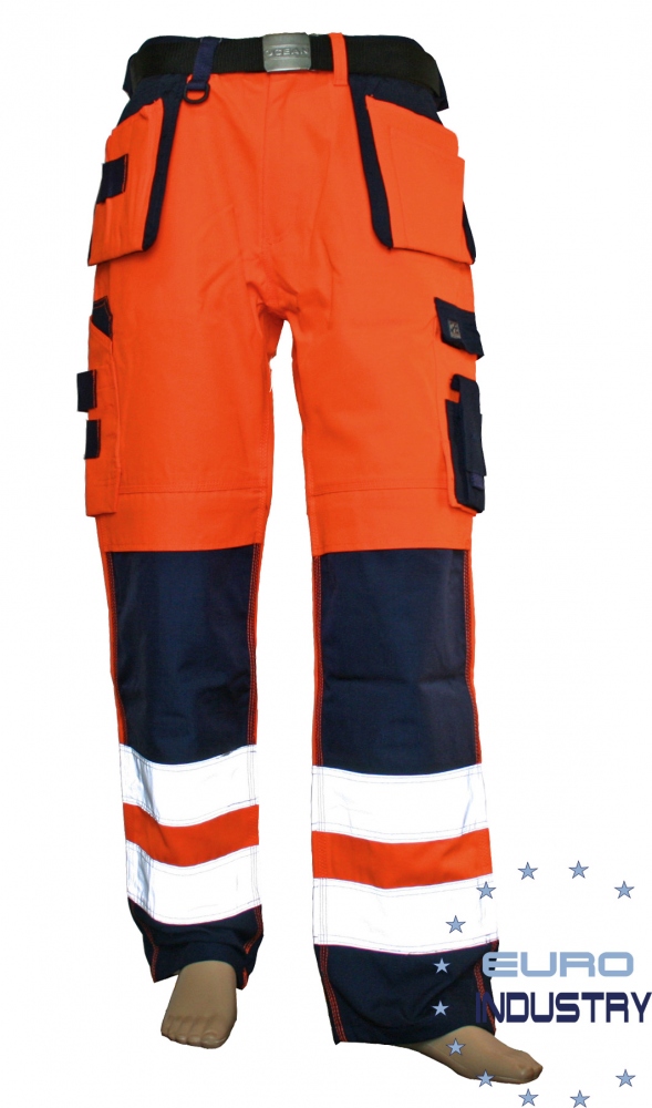 Ocean 80-1299 THOR High visibility trousers orange-navy blue Size L