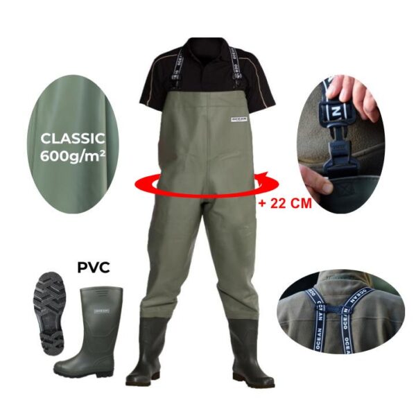 Ocean Classic Durabe Wide Chest Waders oil-resistant for fishing 38-49