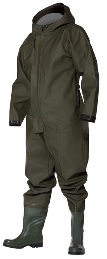 OCEAN Heavy Duty PVC rain coverall with rain boots olive