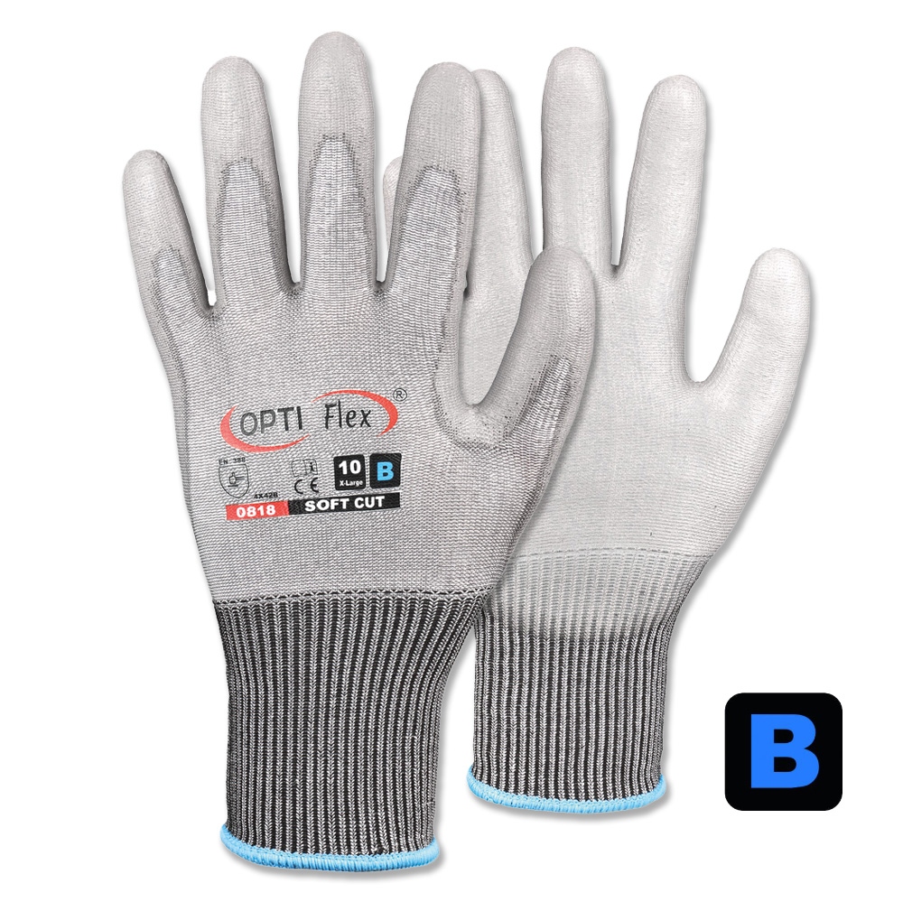 OPTI Flex 0818 SOFT CUT 3 PU-coated Cut Resistant Gloves level B 7-11