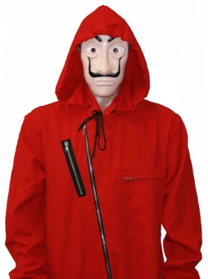 Original Money heist red costume suit with hood 100% cotton + 1 Mask