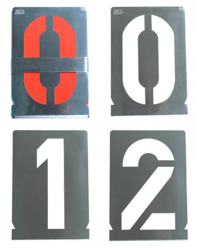 Schabos Set of zinc sheet stencils DIN 1451 numbers 0 to 9