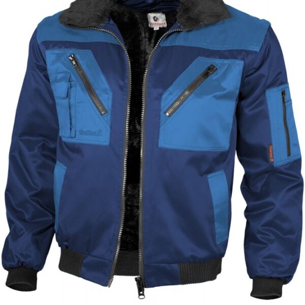 Qualitex 10004 2 colors working pilot jacket navy blue-sky blue