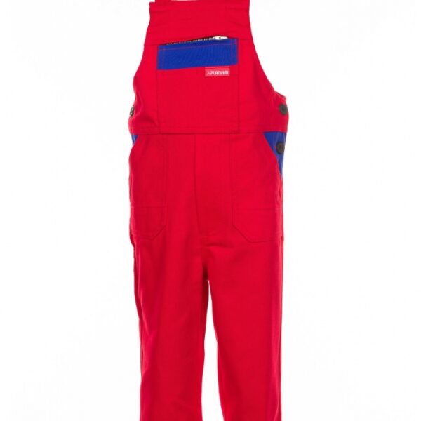 Planam Kids 0165 Kids Dungarees mid red/royal blue