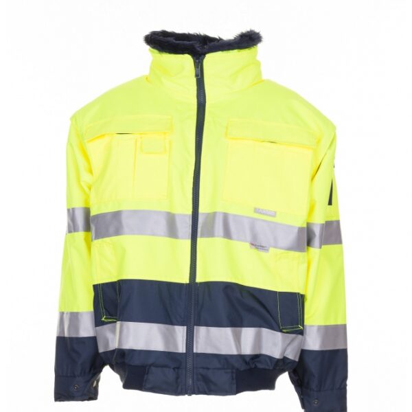Planam 2047 High visibility comfort Jacket yellow/navy blue