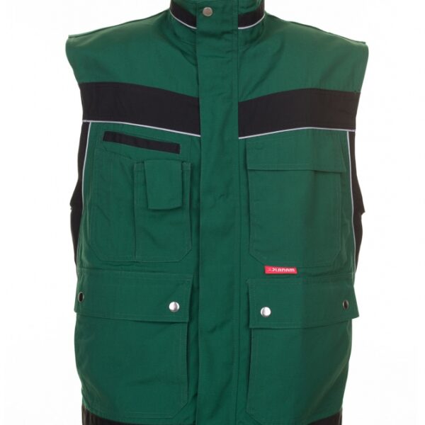 Planam 2535 Plaline Mens work vest green/black XS - 4XL