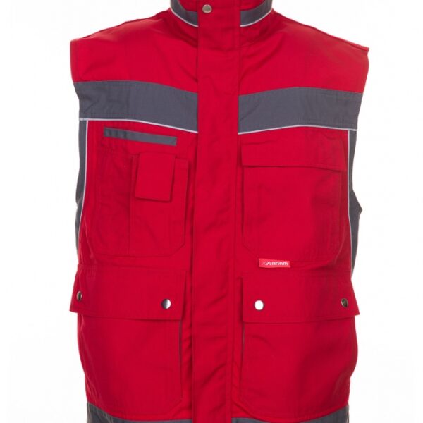 Planam 2537 Plaline Mens work vest red/slate XS - 4XL
