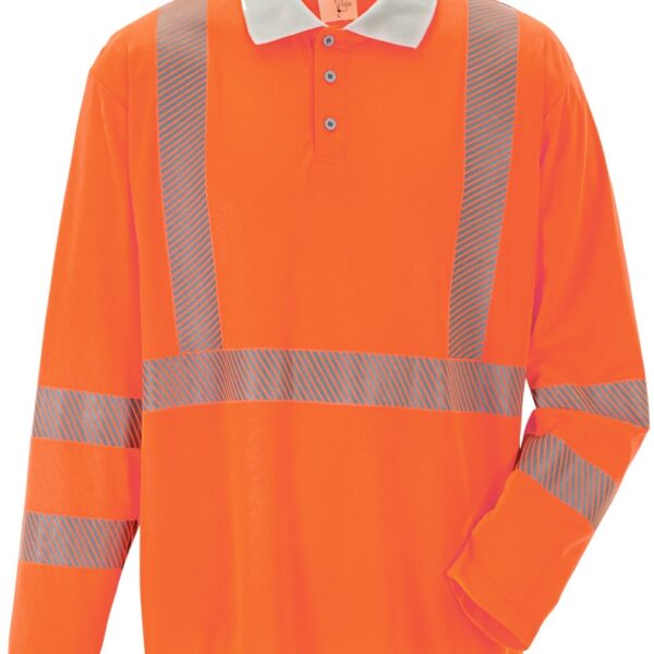 High Visibility Long Sleeve Polo Shirt orange XS-4XL, Planam 5895