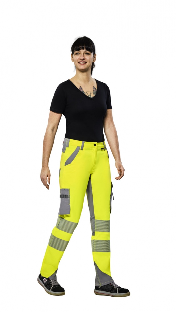Women’s High Visibility Trousers 36-54 yellow/zinc, Planam 5926