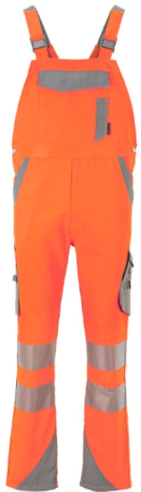 Men’s High Visibility Dungarees ISO 20471 orange/zinc, Planam 5930