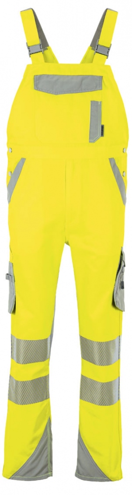 Men’s High Visibility Dungarees ISO 20471 yellow/zinc, Planam 5931