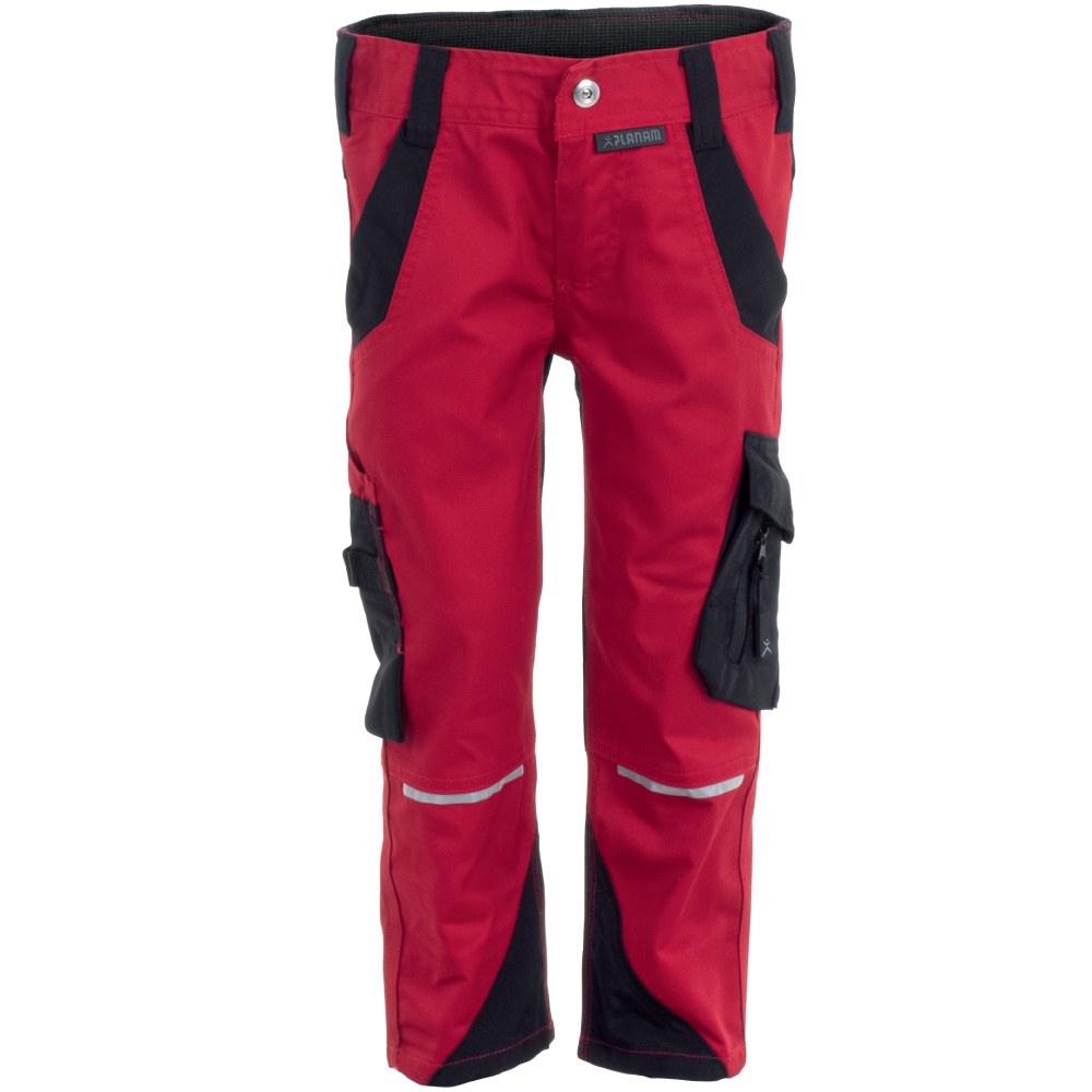 Planam 6547 Norit Boys work trousers red/black
