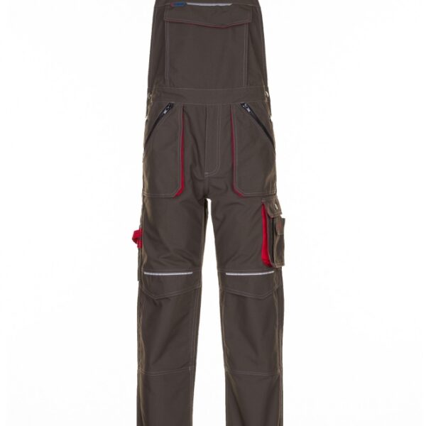 Planam 2833 Basalt working Dungarees olive/red