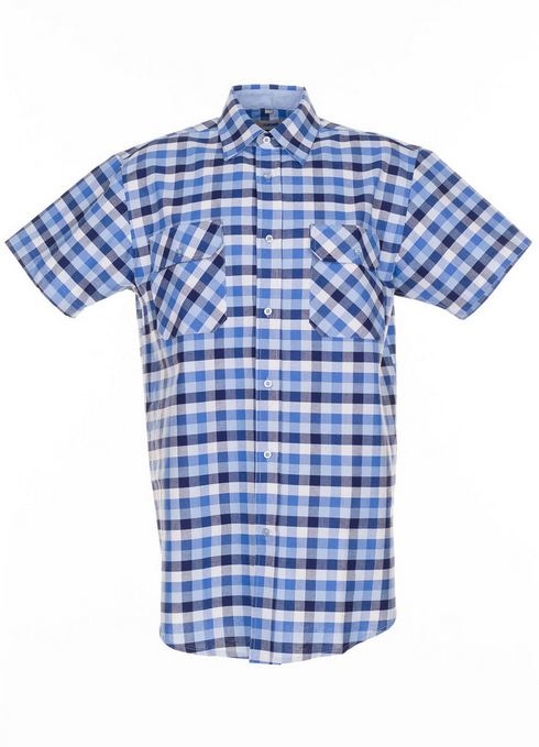 Planam 0485 Country shirt short sleeve blue checked